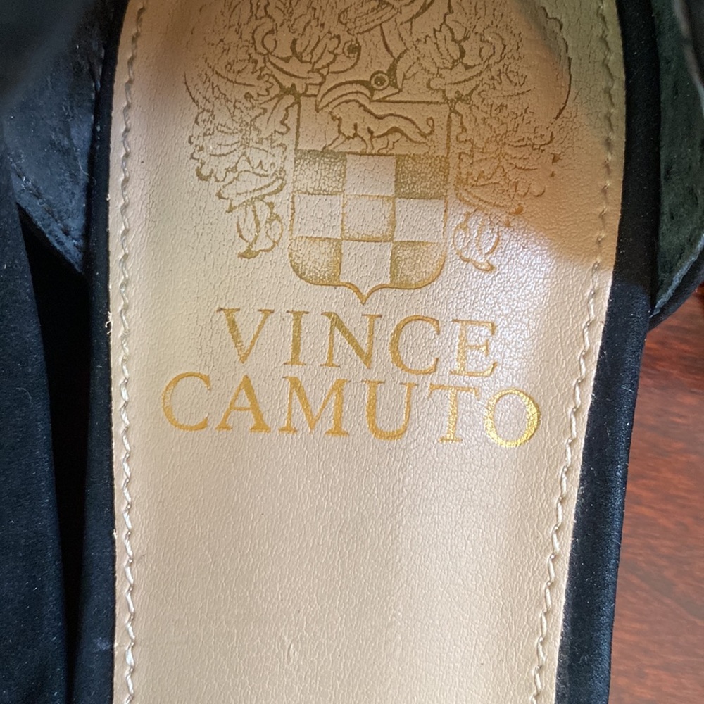 Vince Camuto Jevone Black Suede SZ 6 Balletcore Chic Strappy Tie Up Ankle Flats - Picture 9 of 11